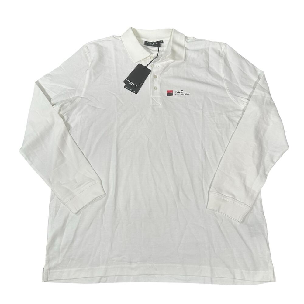 Glenmuir Men's White Long Sleeve Polo Shirt Size XL